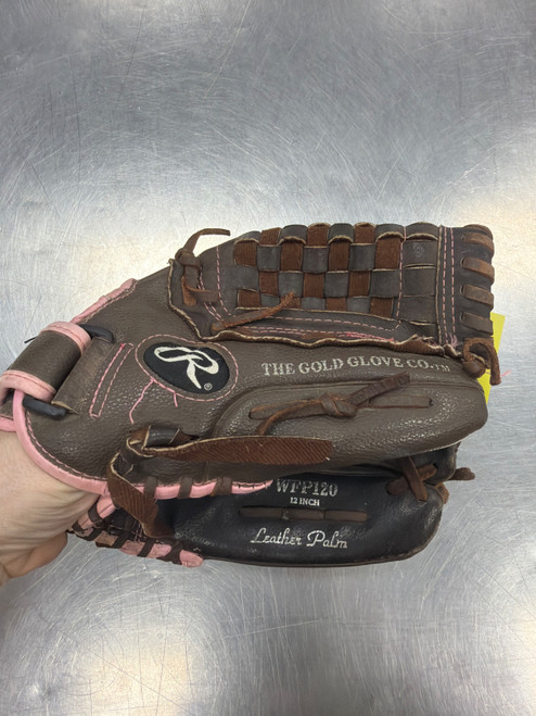 Vist Large View of Product Image Which is Used Rawlings WFP120 BB/SB Glove RH Throw Brown 12"