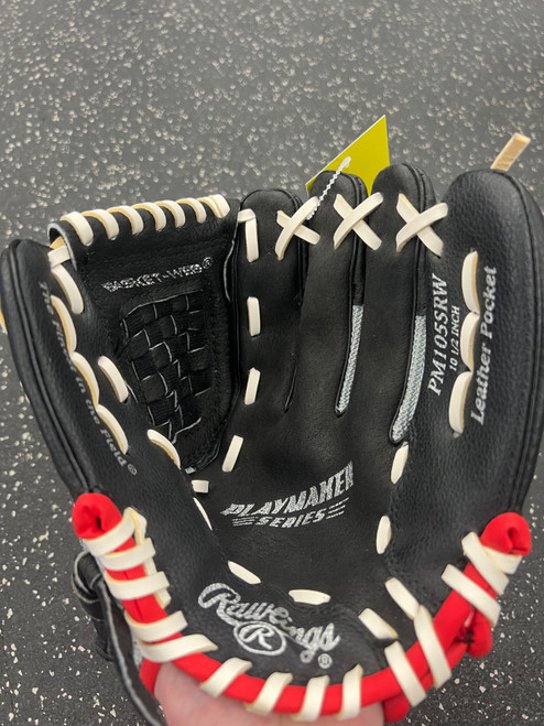 Vist Large View of Product Image Which is Used Rawlings PLAYMAKER SERIES PM105SRW BB/SB Glove RH Throw Black 10 1/2"