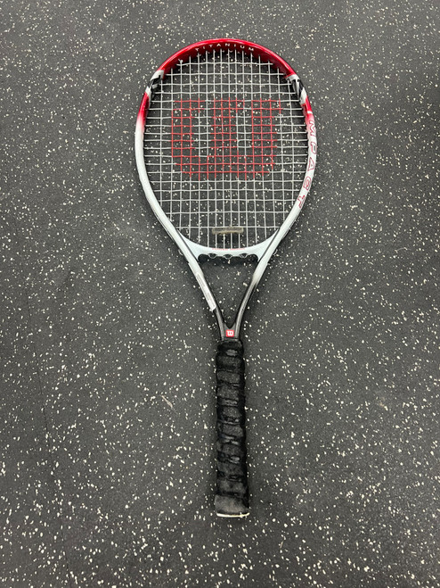 Vist Large View of Product Image Which is Used Wilson IMPACT Adult Tennis Racquet White 4 3/8"