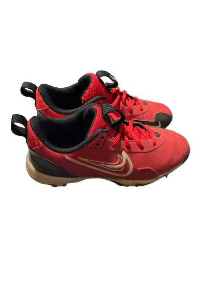 Vist Large View of Product Image Which is Used Nike NIKE TROUT YOUTH CLEATS SZ 2 BB/SB Cleats Red Junior 02