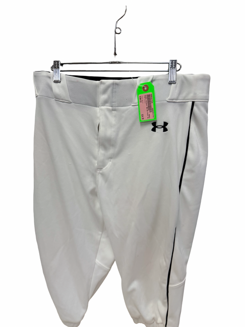 Vist Large View of Product Image Which is Used Under Armour Utility Pro Piped Knicker 1378697 Mens White / Black Baseball Pants LG