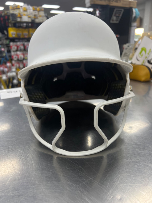Vist Large View of Product Image Which is Used Rawlings MACH HI-VIZ Batting Helmet w/Mask White LG