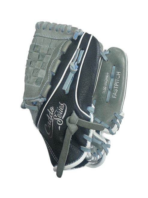 Vist Large View of Product Image Which is Used Marucci CADDO RH Throw Fastpitch Gloves Grey 11 1/2"