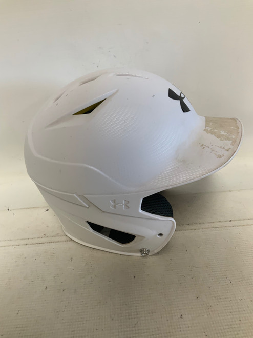 Vist Large View of Product Image Which is Used Under Armour CHARGED Batting Helmet No Mask White MD