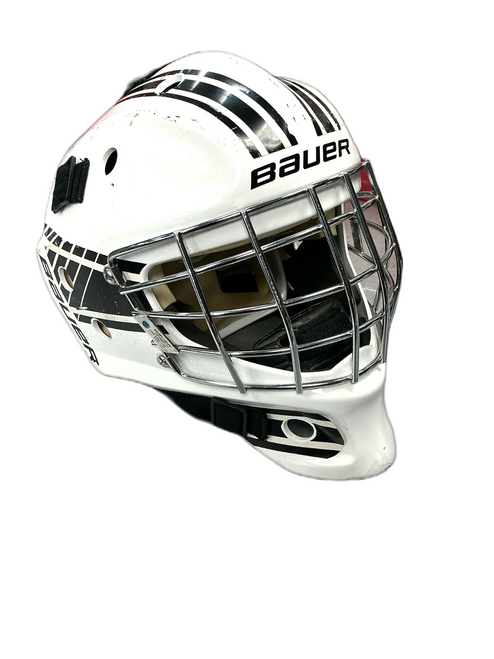 Vist Large View of Product Image Which is Used Bauer NME3 Youth Goalie Helmet/Mask White One Size