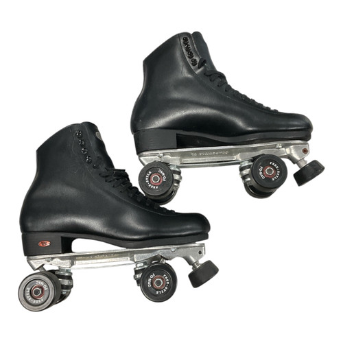 Vist Large View of Product Image Which is Used Riedell BLACK SKATE Senior Roller Quad Skates Black Senior 10.5