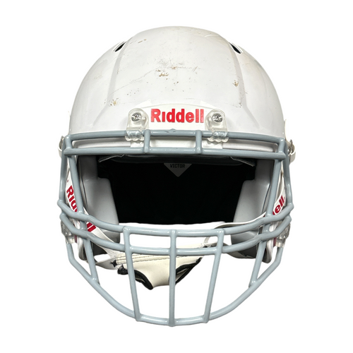 Vist Large View of Product Image Which is Used Riddell VICTOR White Football Helmet - Large