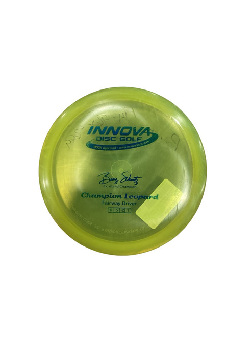 Vist Large View of Product Image Which is Used Innova CHAMPION LEOPARD BARRY SHULTZ 2X Disc Golf Driver Yellow