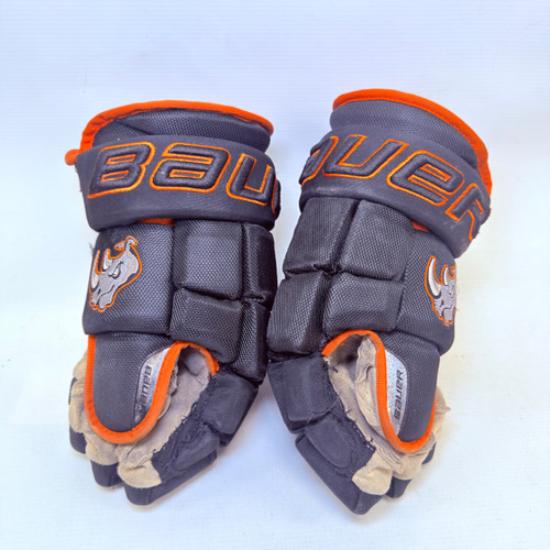 Vist Large View of Product Image Which is Used Bauer BAUER Senior Gloves Black And Orange 14"