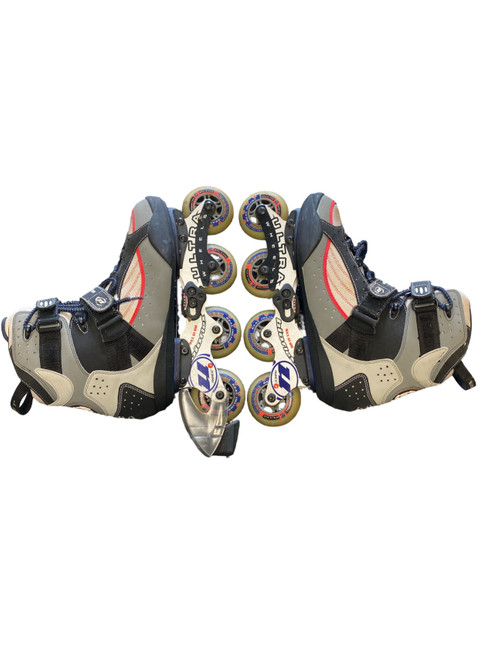 Vist Large View of Product Image Which is Used Ultra Wheels BIO FLEX Senior Roller Quad Skates Black Senior 12