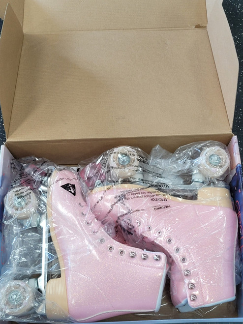 Vist Large View of Product Image Which is Used CIRCLE SOCIETY Senior Roller Quad Skates Pink Senior 9