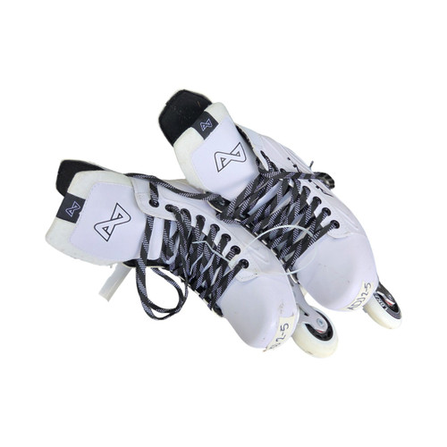 Vist Large View of Product Image Which is Used Alkali CELE ADJ ROLLER HOCKEY SKATES JR 2-5 Junior Rec Fitness Skates White Adjustable