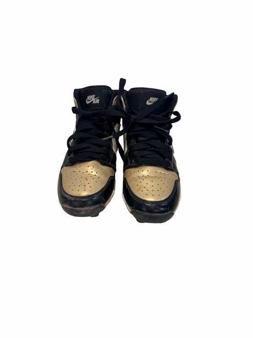 Vist Large View of Product Image Which is Used Nike JORDAN 1 Mid HF6883-701 Baseball Cleats Black And Gold Youth 13.0