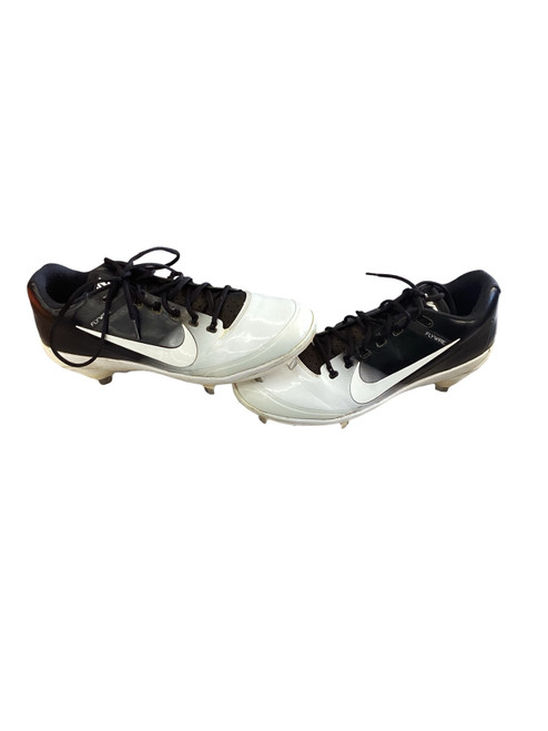 Vist Large View of Product Image Which is Used Nike AIR CLIPPER METAL CLEATS BB/SB Cleats Black And White Senior 13.5