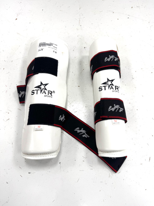 Vist Large View of Product Image Which is Used STAR SPORTS Martial Arts Shin Pads White MD