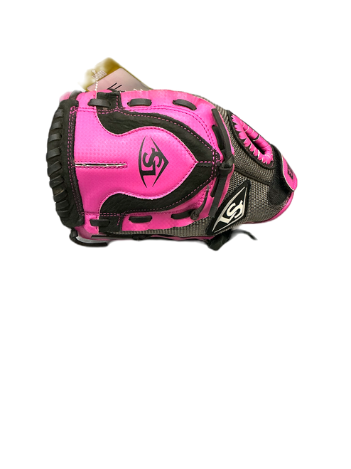 Vist Large View of Product Image Which is Used Louisville Slugger DIVA BB/SB Glove LH Throw Black And Pink 11"