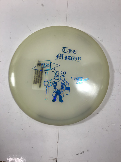 Vist Large View of Product Image Which is Used Lone Star Disc GLOW THE MIDDY Disc Golf Mid Range White 176g