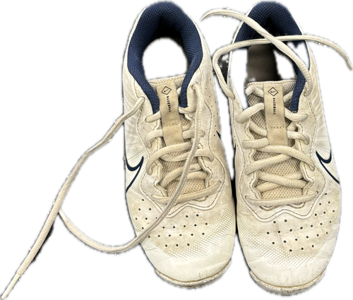 Vist Large View of Product Image Which is Used Nike BASEBALL NIKE DIAMOND BB/SB Cleats White And Navy Blue Junior 01.5