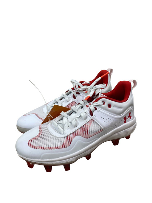 Vist Large View of Product Image Which is Used Under Armour GLYDE BB/SB Cleats Red And White Senior 6.5