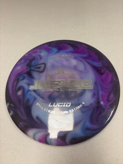 Vist Large View of Product Image Which is Used Dynamic Discs LUCID JUSTICE Disc Golf Mid Range Purple 173g