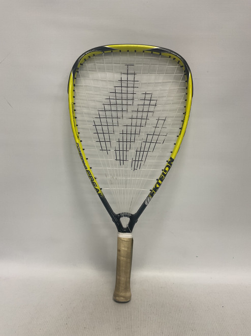 Vist Large View of Product Image Which is Used Ektelon POWERRING FREAK Adult Racquetball Racquet Black And Yellow 3 3/8"