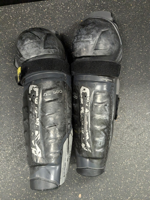Vist Large View of Product Image Which is Used CCM ASV 580 Senior Shin Guards Black 16"