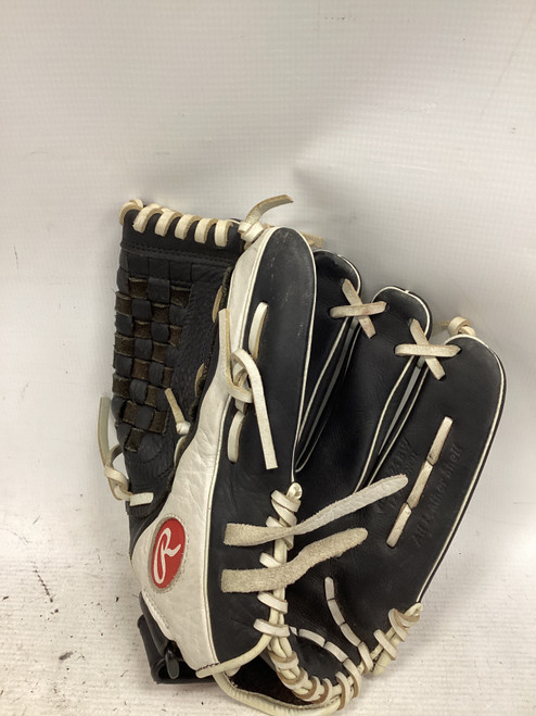 Vist Large View of Product Image Which is Used Rawlings SHUT OUT BB/SB Glove RH Throw Black 12 1/2"