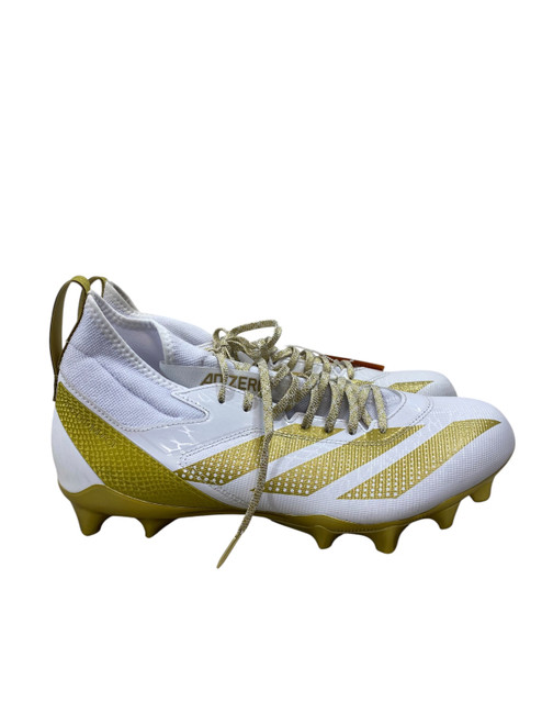 Vist Large View of Product Image Which is Used Adidas Adult FB Cleats White And Gold Senior 13