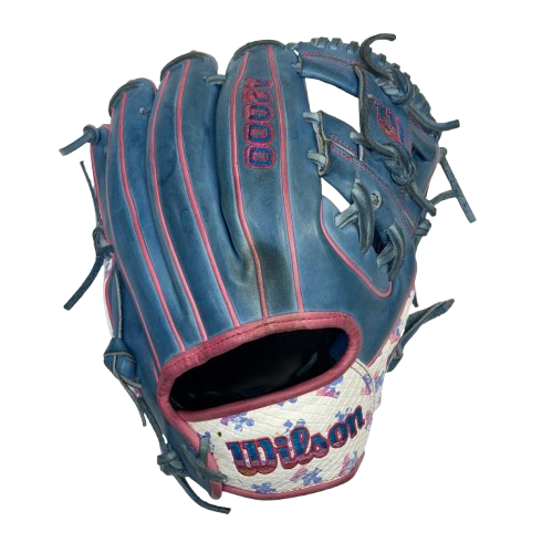 Vist Large View of Product Image Which is Used Wilson A2000 1786 LTM BB/SB Glove RH Throw Carolina Blue 11 1/2"