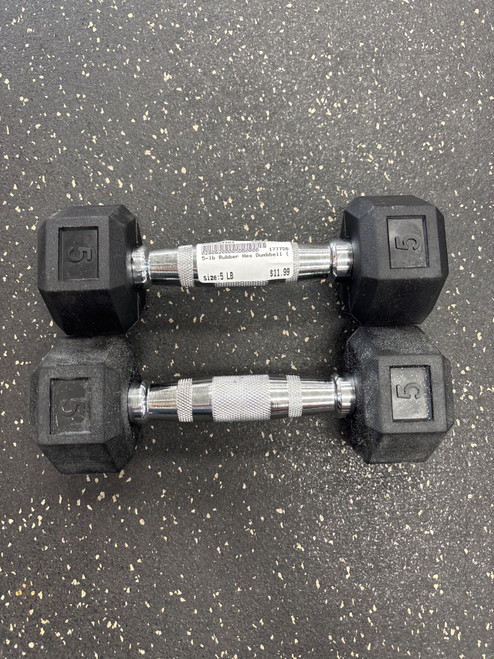 Vist Large View of Product Image Which is Used Rubber Hex Dumbbell (Pair) 5 lb