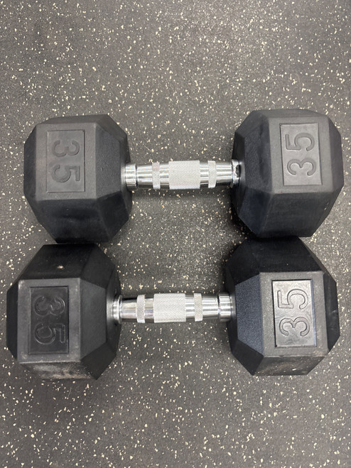 Vist Large View of Product Image Which is Used Rubber Hex Dumbbell (Pair) 35 lb