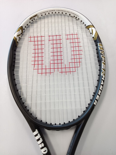 Vist Large View of Product Image Which is Used Wilson HYPER HAMMER Adult Tennis Racquet Black 4 1/8"