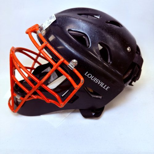 Vist Large View of Product Image Which is Used Louisville Slugger PG SERIES 5 Catchers Helmet w/Mask Black And Orange One Size