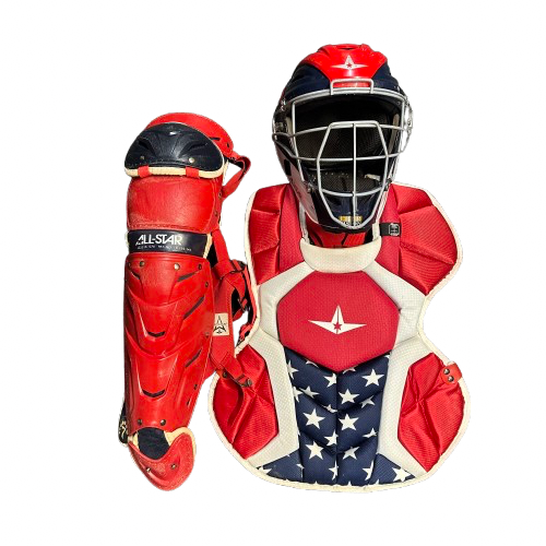Vist Large View of Product Image Which is Used All-Star S7 AXIS USA Catchers Equipment Other White/Red/Navy Intermed