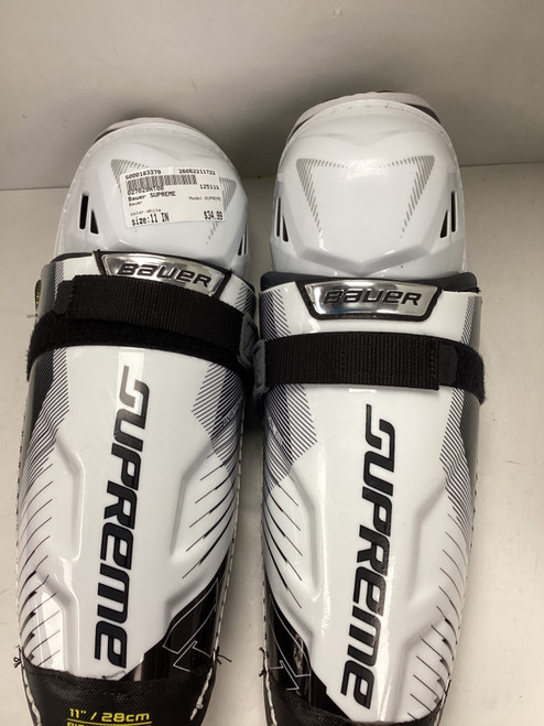 Vist Large View of Product Image Which is Used Bauer SUPREME Senior Shin Guards White 11"