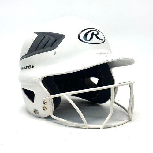 Vist Large View of Product Image Which is Used Rawlings RCFH Batting Helmet w/Mask White SM