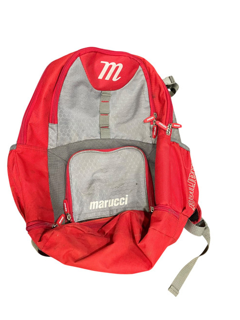 Vist Large View of Product Image Which is Used Marucci 2 BAT BB/SB Player Backpack Grey And Red