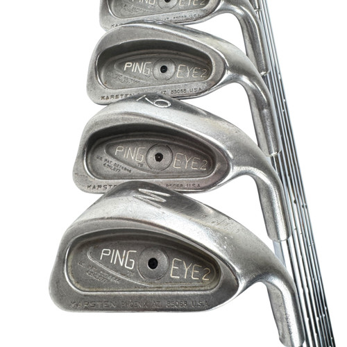 Vist Large View of Product Image Which is Used Ping EYE 2 BLACK DOT Men's RH Iron Set 3I-PW Stiff Flex Steel Shaft