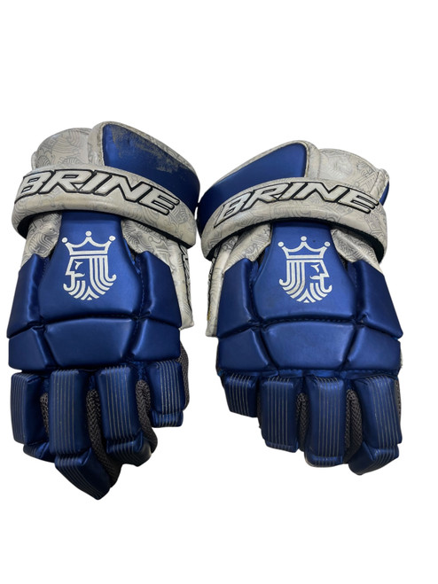 Vist Large View of Product Image Which is Used Brine Lacrosse Gloves Junior Royal Blue SM