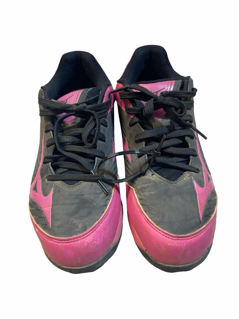 Vist Large View of Product Image Which is Used Mizuno BLACK AND PINK BB/SB Cleats Pink Senior 6.5