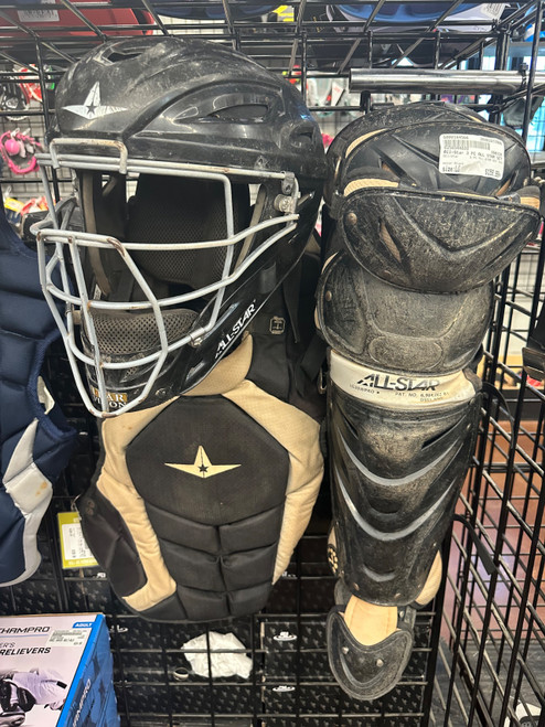 Vist Large View of Product Image Which is Used All-Star 3 PC ALL STAR SET PRO Catchers Helmet w/Mask Black LG