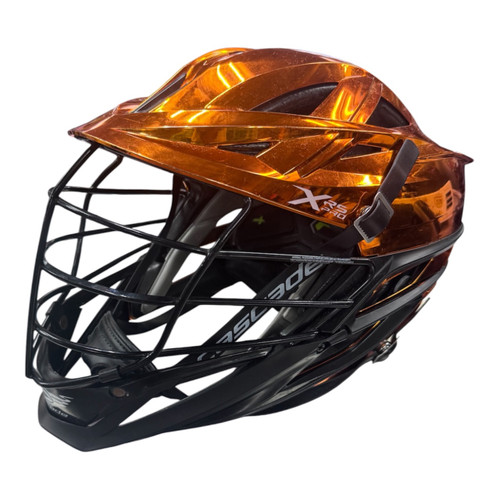 Vist Large View of Product Image Which is Used Cascade XRS PRO CHROME ORANGE Lacrosse Helmet Orange One Size