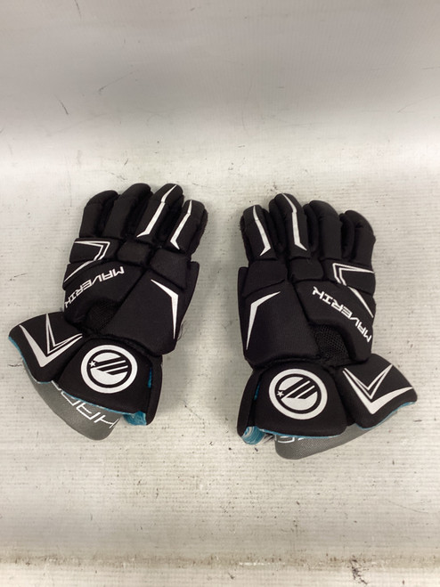 Vist Large View of Product Image Which is Used Maverik CHARGER GLOVES Lacrosse Gloves Junior Black 10"
