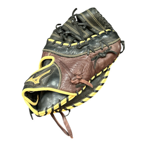 Vist Large View of Product Image Which is Used Mizuno GXF 50PB3BC RHT FP 1ST MITT BB/SB First Base RH Throw Black And Wine Red 12 1/2"