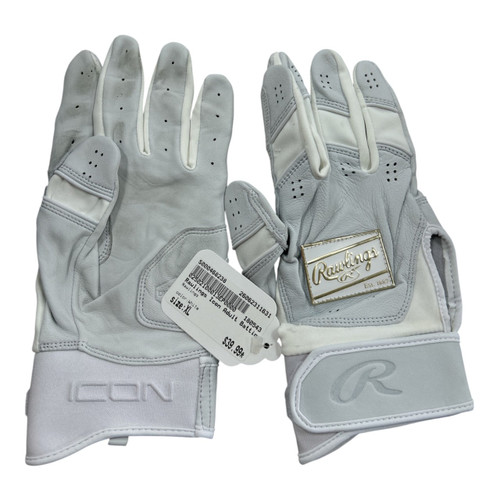 Vist Large View of Product Image Which is Used Rawlings BB/SB Batting Gloves White XL