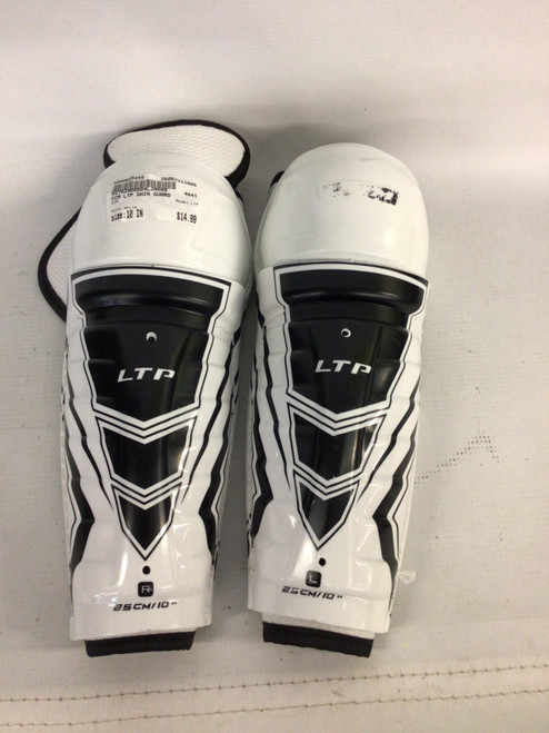 Vist Large View of Product Image Which is Used CCM LTP Junior Shin Guards White 10"