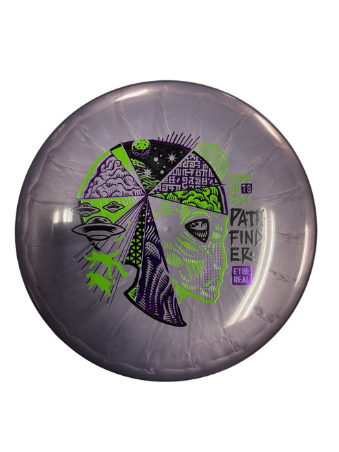 Vist Large View of Product Image Which is Used Thought Space Athletics PATHFINDER ETHEREAL Disc Golf Mid Range Purple 177g