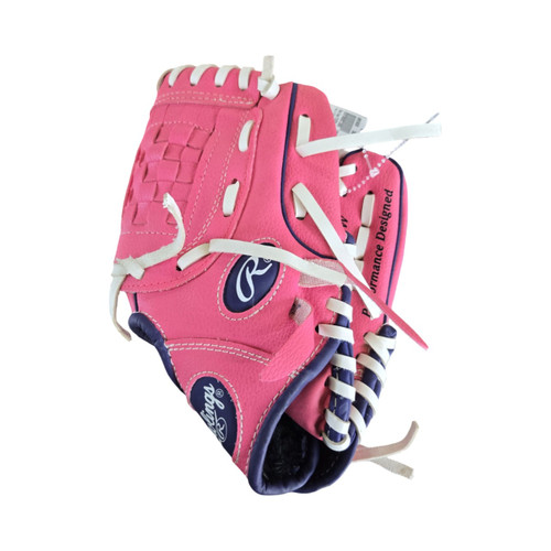 Vist Large View of Product Image Which is Used Rawlings PLAYER SERIES YOUTH RHT GLOVE BB/SB Glove RH Throw Pink 9"