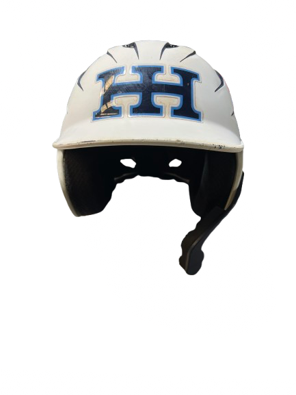 Vist Large View of Product Image Which is Used BoomBah BOOMBAH BATTING HELMET W/ JAW GAURD Batting Helmet No Mask Navy And White S/M