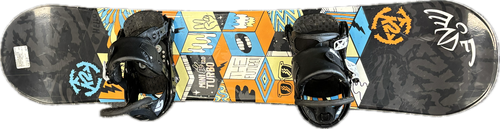 Vist Large View of Product Image Which is Used K2 MINI TURBO 120 Boys Board/Binding Black And Orange 120 cm